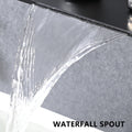 Single Handle Waterfall Wall Mounted Bathroom Sink Faucet Matte Black Stainless Steel