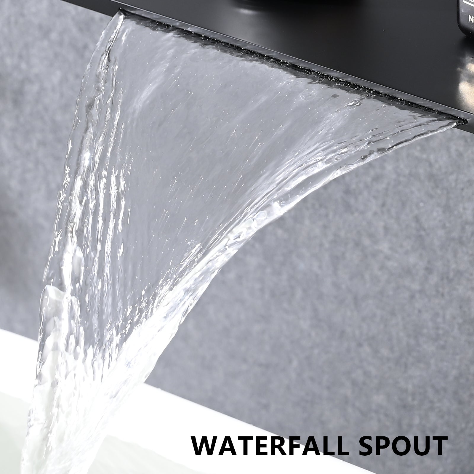 Single Handle Waterfall Wall Mounted Bathroom Sink Faucet Matte Black Stainless Steel