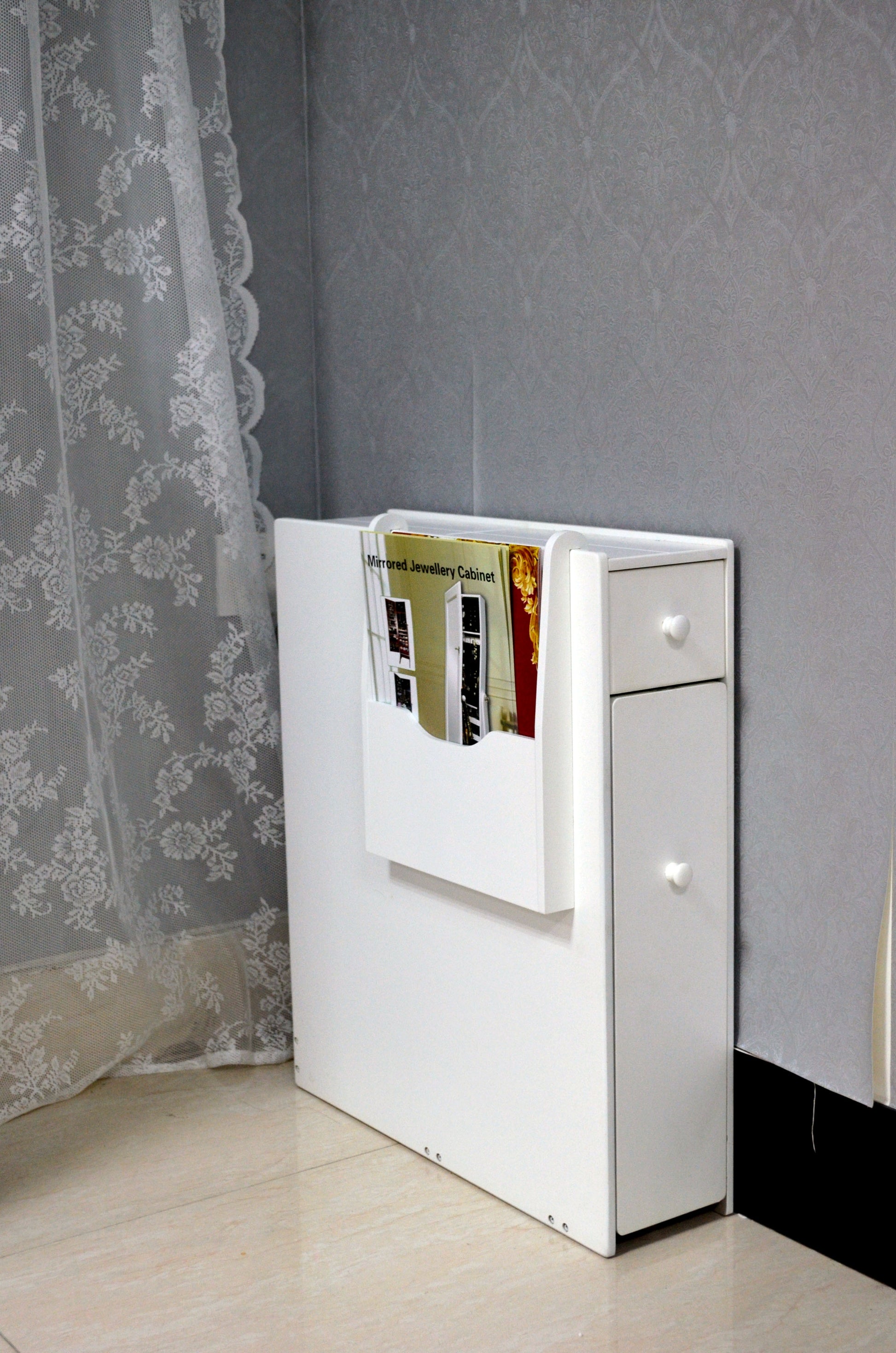 Bathroom Storage Cabinet Side Cabinet Space Saving Cabinet,White White Mdf