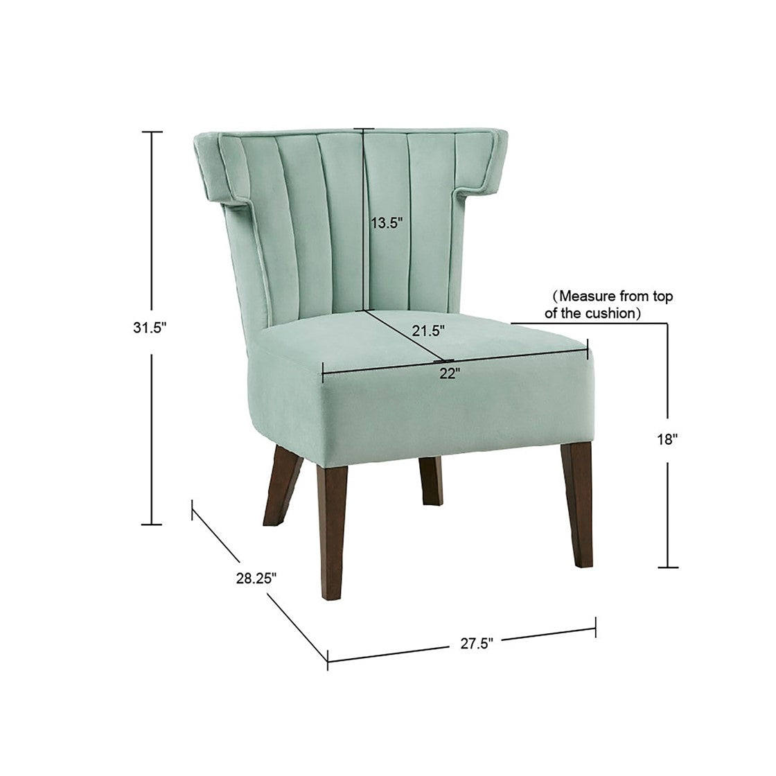 Upholstered Armless Accent Lounge Chair Seafoam Polyester