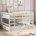 Full Over Full Bunk Bed With Ladder, White Old Sku:Wf282788Aak White Solid Wood