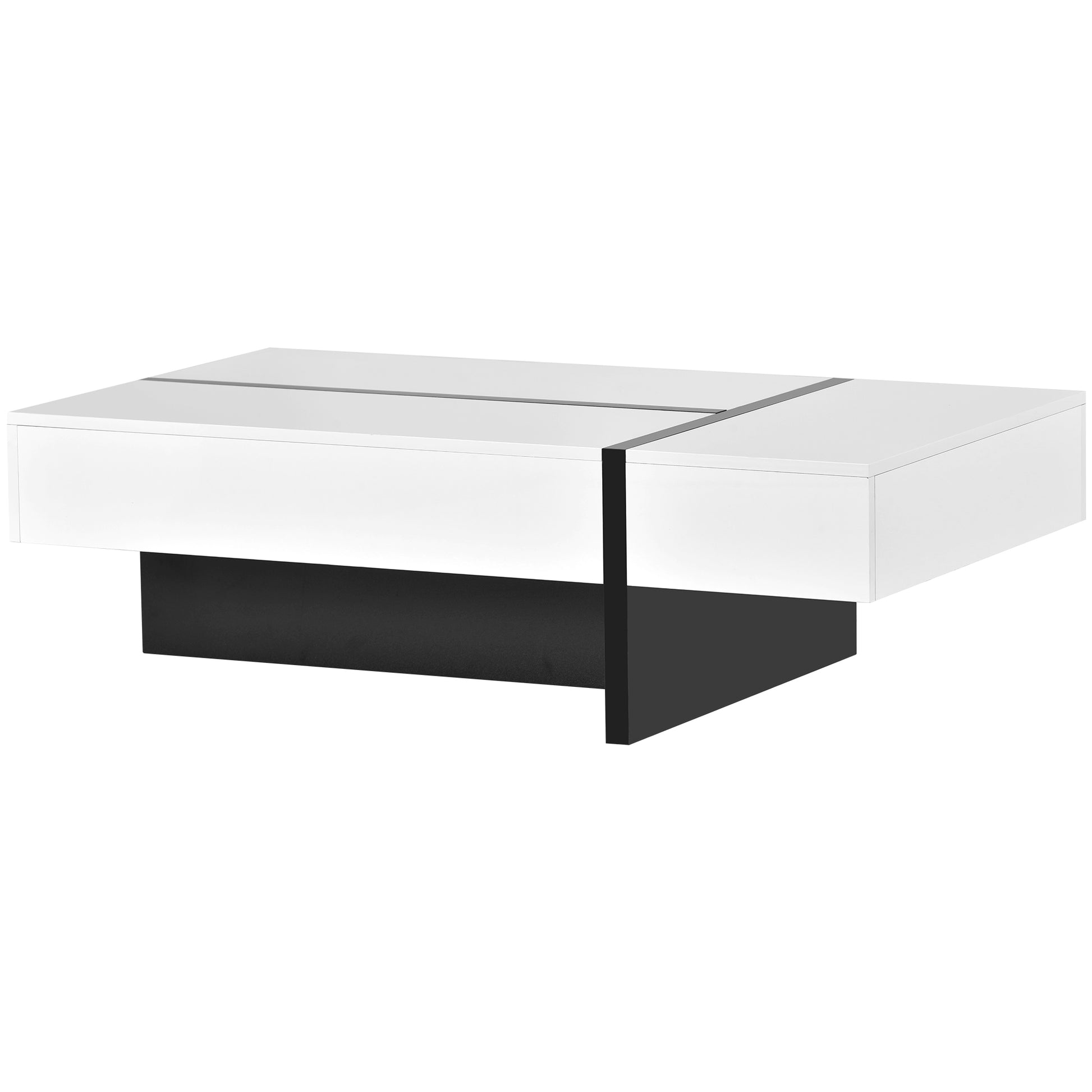 Contemporary Rectangle Design Living Room Furniture, Modern High Gloss Surface Cocktail Table, Center Table For Sofa Or Upholstered Chairs, 45.2*25.5*13.7In White Particle Board