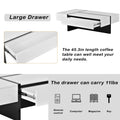 Contemporary Rectangle Design Living Room Furniture, Modern High Gloss Surface Cocktail Table, Center Table For Sofa Or Upholstered Chairs, 45.2*25.5*13.7In White Particle Board