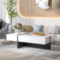 Contemporary Rectangle Design Living Room Furniture, Modern High Gloss Surface Cocktail Table, Center Table For Sofa Or Upholstered Chairs, 45.2*25.5*13.7In White Particle Board