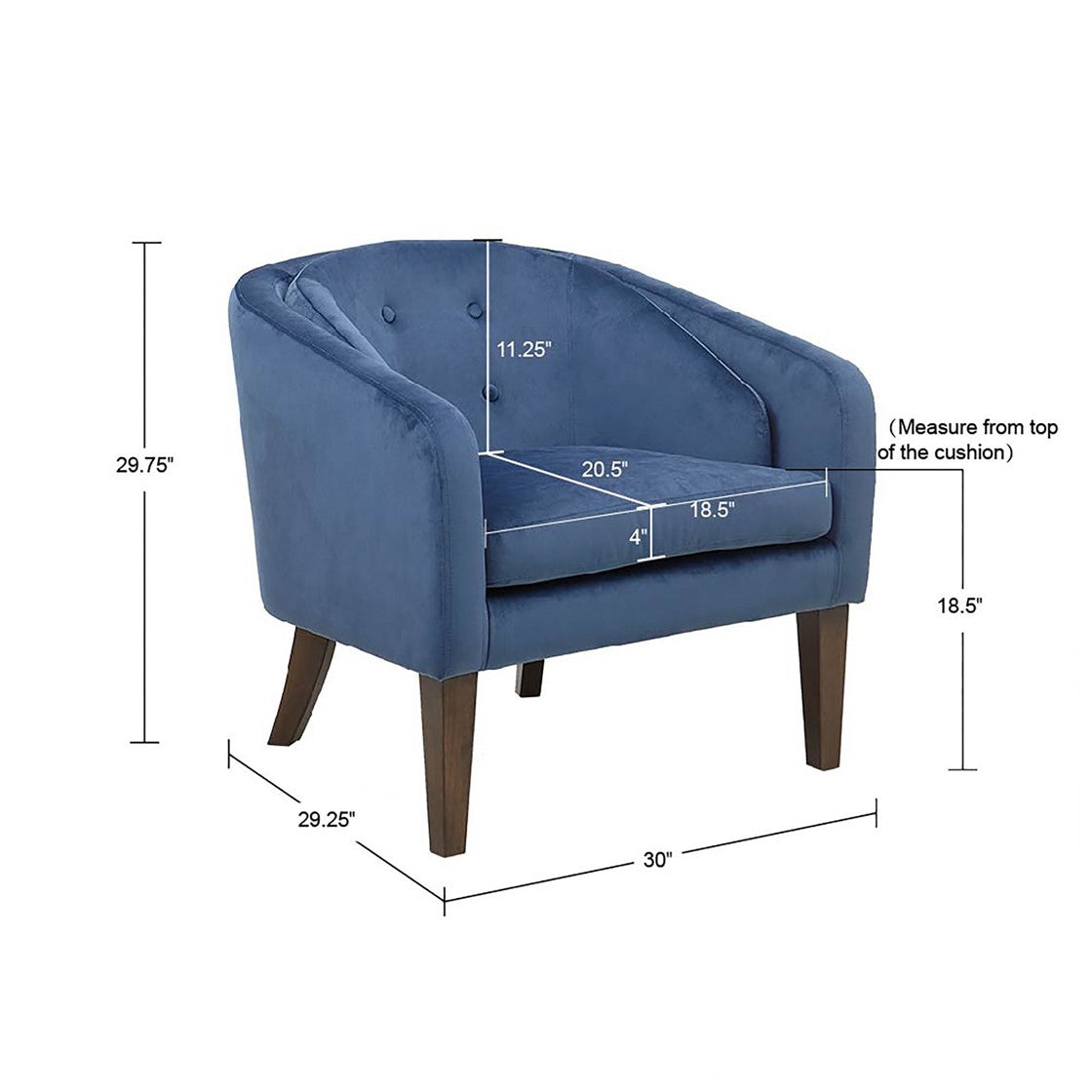 Upholstered Tufted Mid Century Accent Chair Blue Polyester