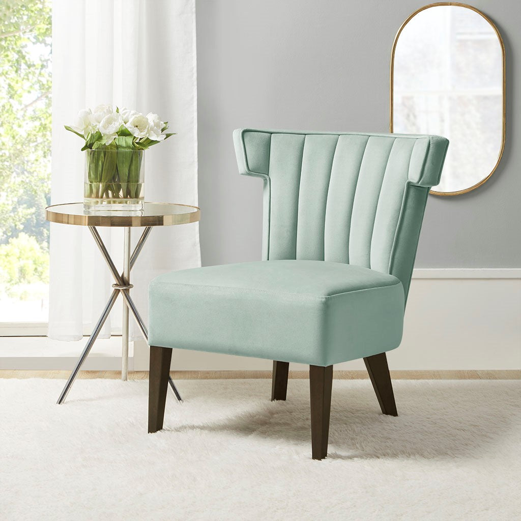 Upholstered Armless Accent Lounge Chair Seafoam Polyester