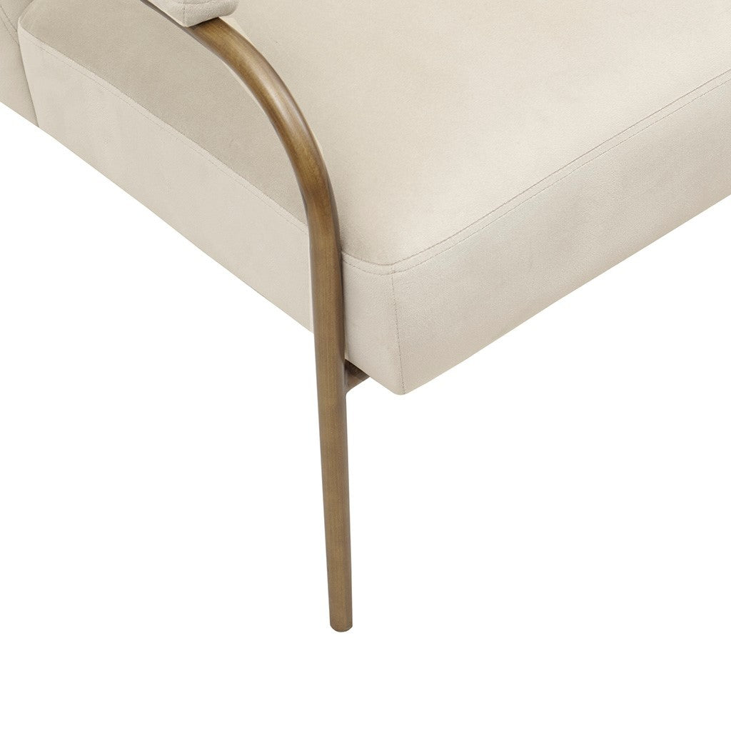 Upholstered Open Arm Metal Leg Accent chair