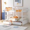 Full Over Full Bunk Bed With Drawers, Convertible Beds, White Old Sku: Sm000241Aak 1 Box Spring Not Required Full White Wood Bedroom Bunk Pine