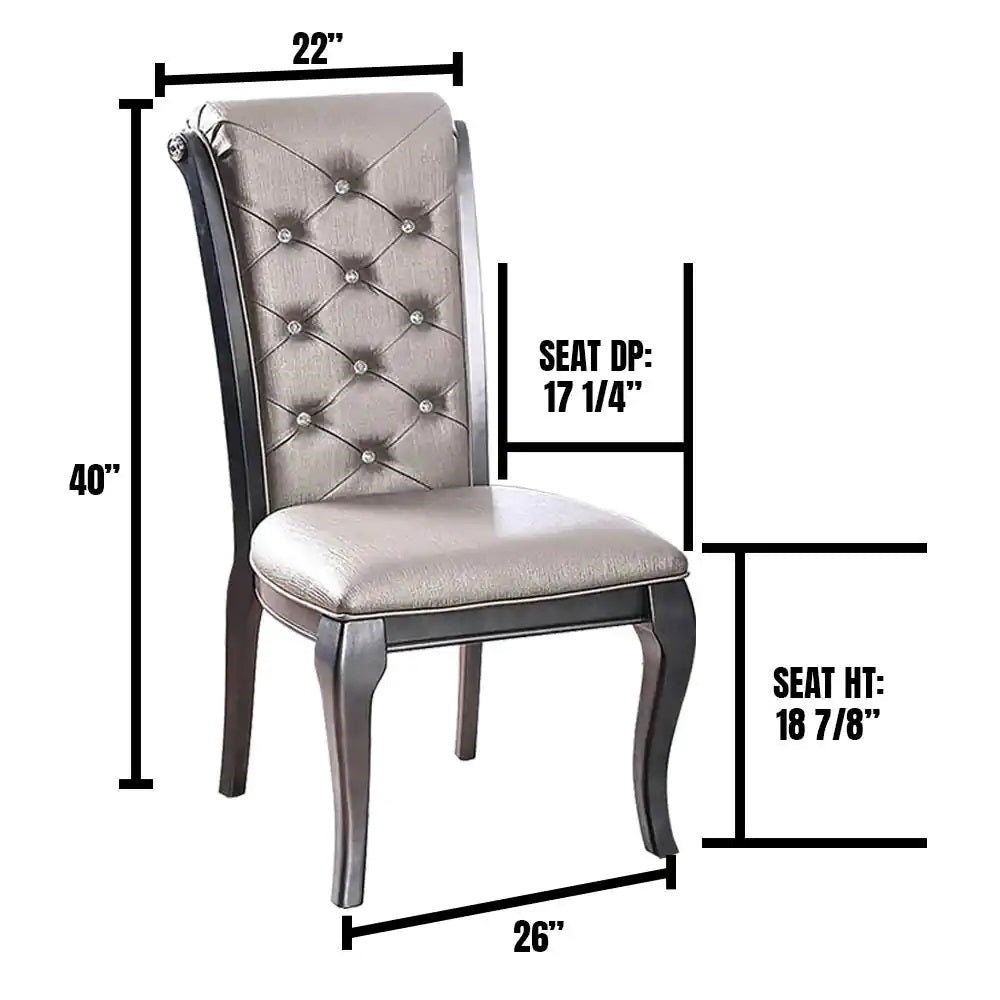 Amina Traditional Dining Chair Gray #Cm3219Gy Gray Gray Dining Room Contemporary Dining Chairs Rubberwood Tufted Back Solid Wood