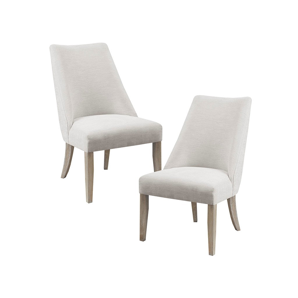 Upholstered Dining Chair Set Of 2 Ivory Polyester