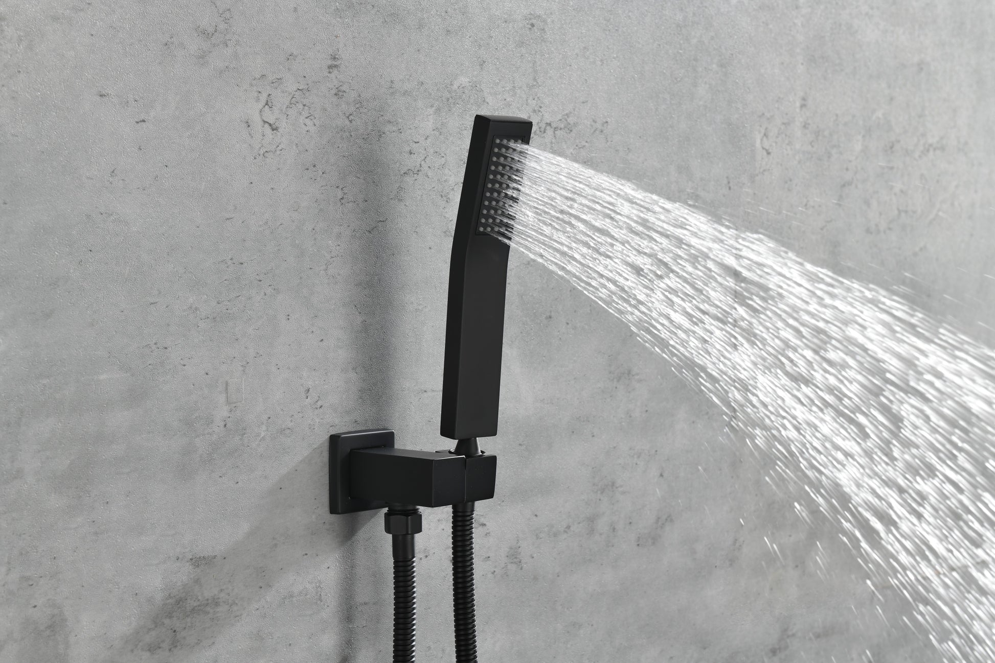 Ceiling Mounted Shower System Combo Set With Handheld And 16"Shower Head Matte Black Brass