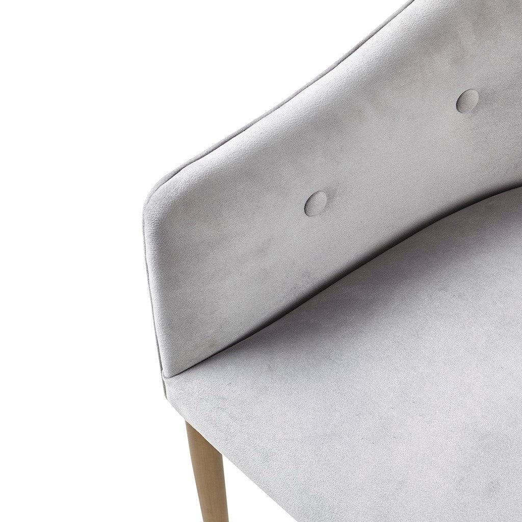 Tufted Low Back Upholstered Arm Dining Chair Set Of 2 Grey Polyester