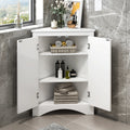 White Triangle Bathroom Storage Cabinet With Adjustable Shelves, Freestanding Floor Cabinet For Home Kitchen White Mdf