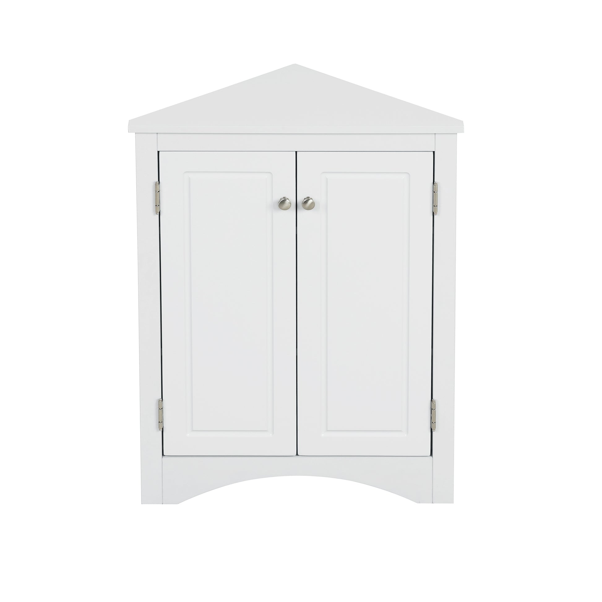 White Triangle Bathroom Storage Cabinet With Adjustable Shelves, Freestanding Floor Cabinet For Home Kitchen White Mdf