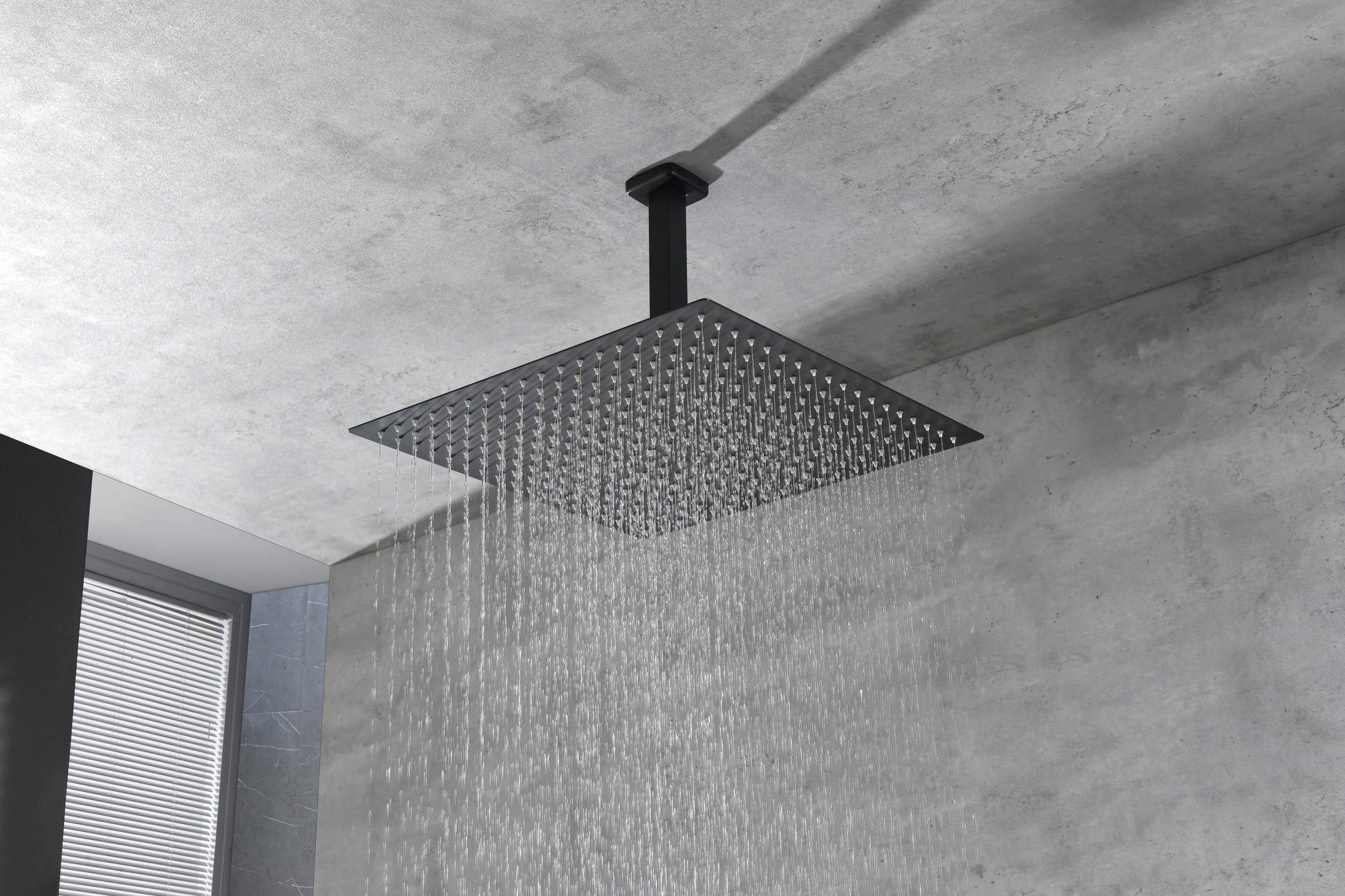 Ceiling Mounted Shower System Combo Set With Handheld And 16"Shower Head Matte Black Brass