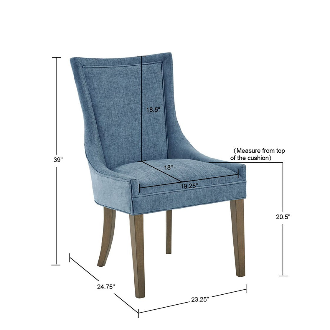 Dining Side Chair Set Of 2 Blue Polyester