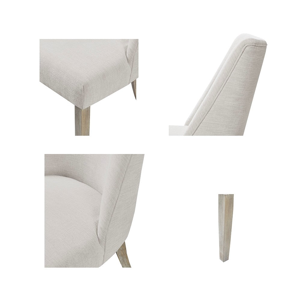 Upholstered Dining Chair Set Of 2 Ivory Polyester