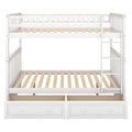 Full Over Full Bunk Bed With Drawers, Convertible Beds, White Old Sku: Sm000241Aak 1 Box Spring Not Required Full White Wood Bedroom Bunk Pine