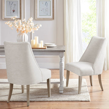 Upholstered Dining Chair Set Of 2 Ivory Polyester