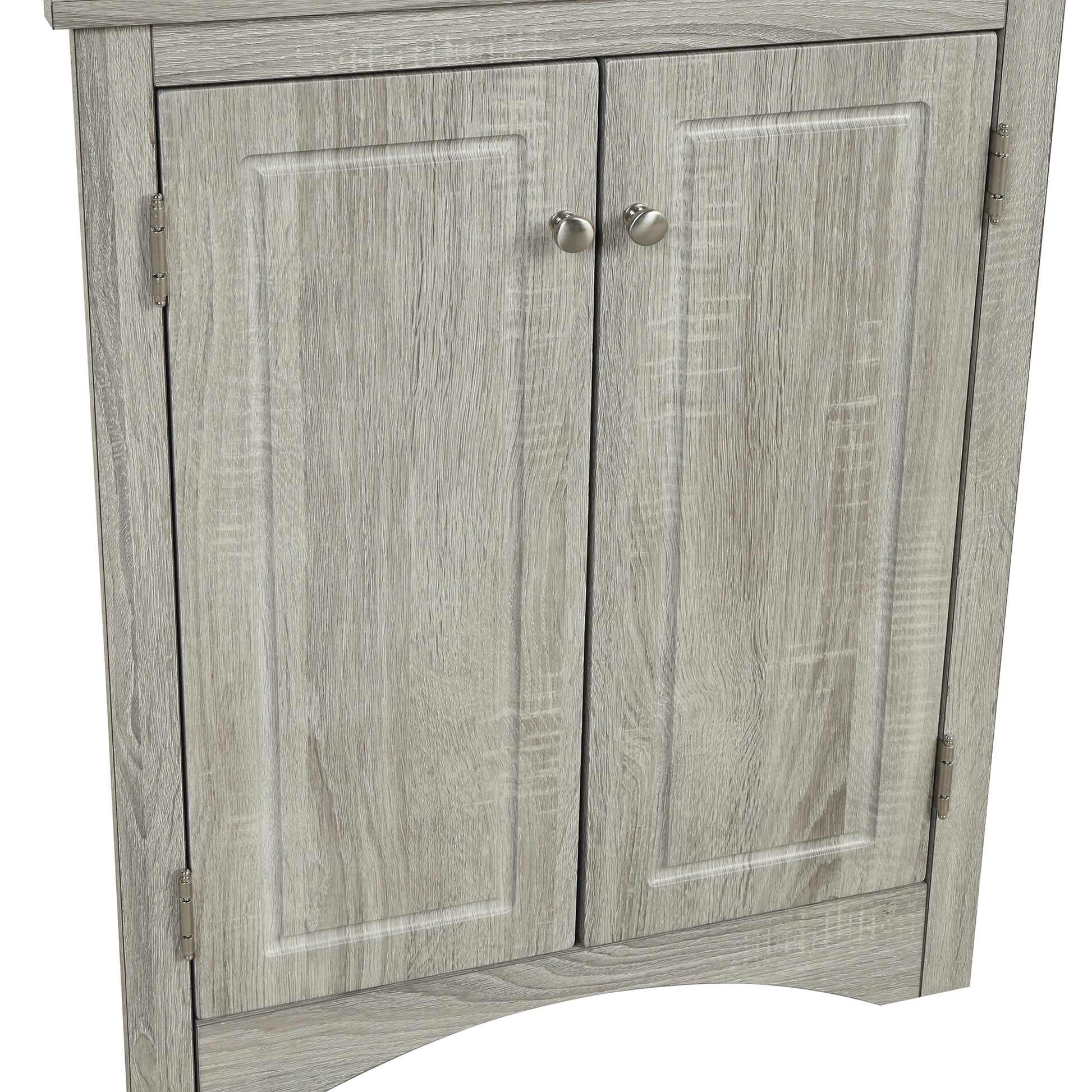 Oak Triangle Bathroom Storage Cabinet With Adjustable Shelves, Freestanding Floor Cabinet For Home Kitchen Oak Mdf