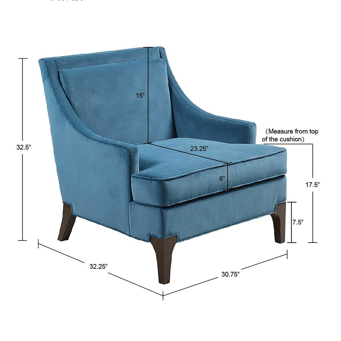 Anna Accent Chair Blue Solid Wood