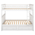 Full Over Full Bunk Bed With Drawers, Convertible Beds, White Old Sku: Sm000241Aak 1 Box Spring Not Required Full White Wood Bedroom Bunk Pine