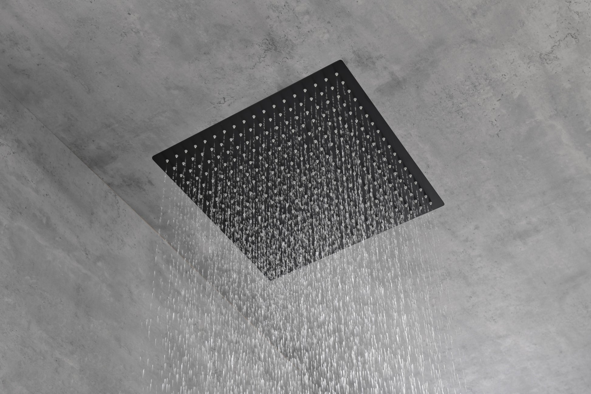 Ceiling Mounted Shower System Combo Set With Handheld And 16"Shower Head Matte Black Brass