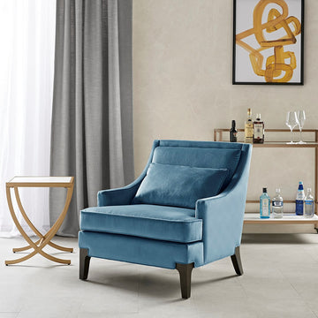 Anna Accent Chair Blue Solid Wood