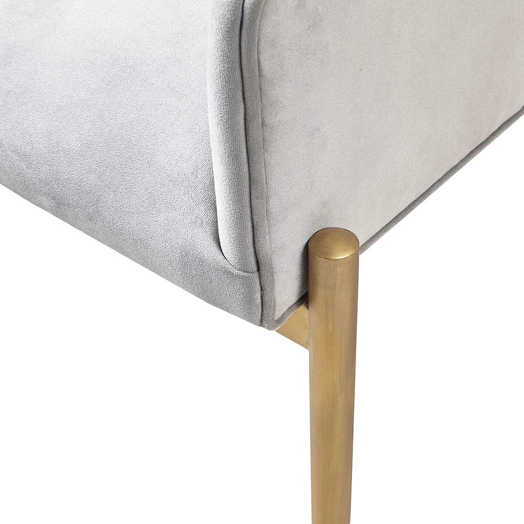 Tufted Low Back Upholstered Arm Dining Chair Set Of 2 Grey Polyester