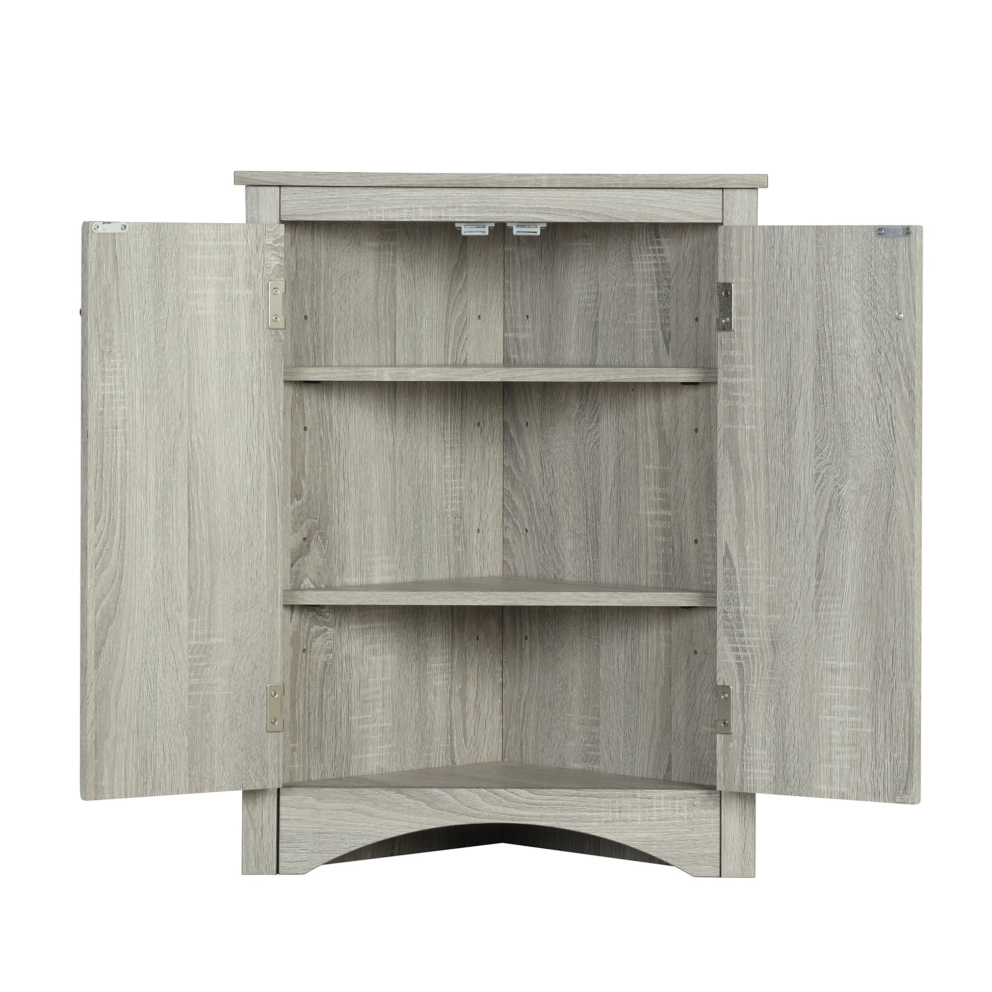 Oak Triangle Bathroom Storage Cabinet With Adjustable Shelves, Freestanding Floor Cabinet For Home Kitchen Oak Mdf