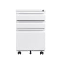 3 Drawer Mobile File Cabinet With Lock, Office Storage Filing Cabinet For Legal Letter Size, Pre Assembled Metal File Cabinet Except Wheels Under Desk White Mobile File Cabinets 3 4 Drawers White Office Mobile Metal