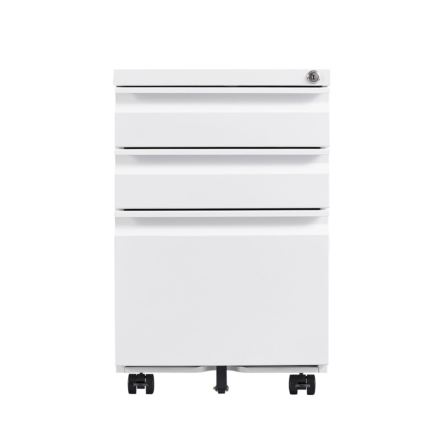 3 Drawer Mobile File Cabinet With Lock, Office Storage Filing Cabinet For Legal Letter Size, Pre Assembled Metal File Cabinet Except Wheels Under Desk White Mobile File Cabinets 3 4 Drawers White Office Mobile Metal