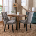 Nikki Collection Modern, High End Tufted Solid Wood Contemporary Velvet Upholstered Dining Chair With Wood Legs Trim 2 Pcs Set,Gray, Sw2001Gy Gray Dining Room American Design Dining Chairs Rubberwood Foam Velvet