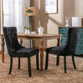 Nikki Collection Modern, High End Tufted Solid Wood Contemporary Velvet Upholstered Dining Chair With Wood Legs Trim 2 Pcs Set, Black, Sw2001Bk Black Dining Room American Design Dining Chairs Rubberwood Foam Velvet