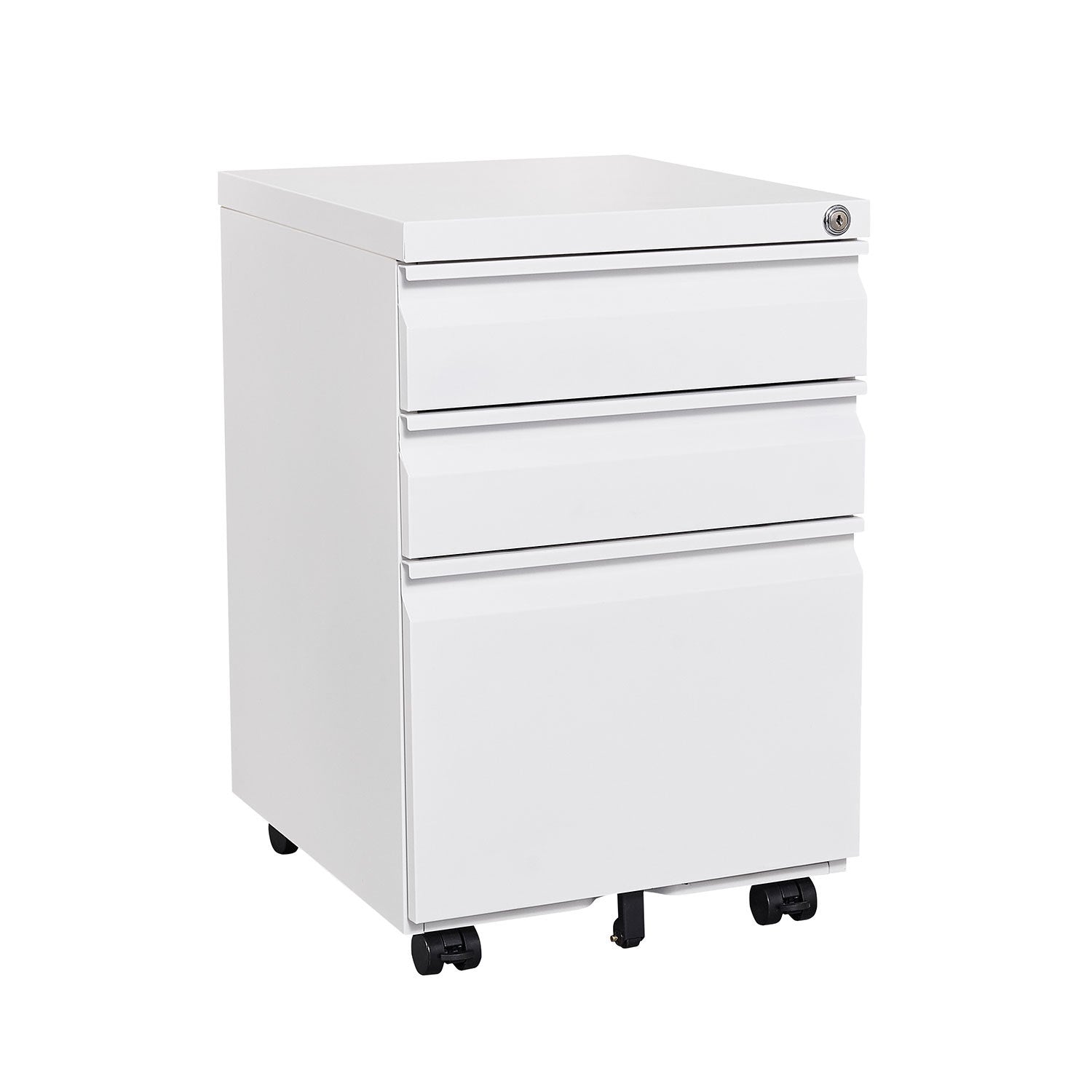 3 Drawer Mobile File Cabinet With Lock, Office Storage Filing Cabinet For Legal Letter Size, Pre Assembled Metal File Cabinet Except Wheels Under Desk White Mobile File Cabinets 3 4 Drawers White Office Mobile Metal