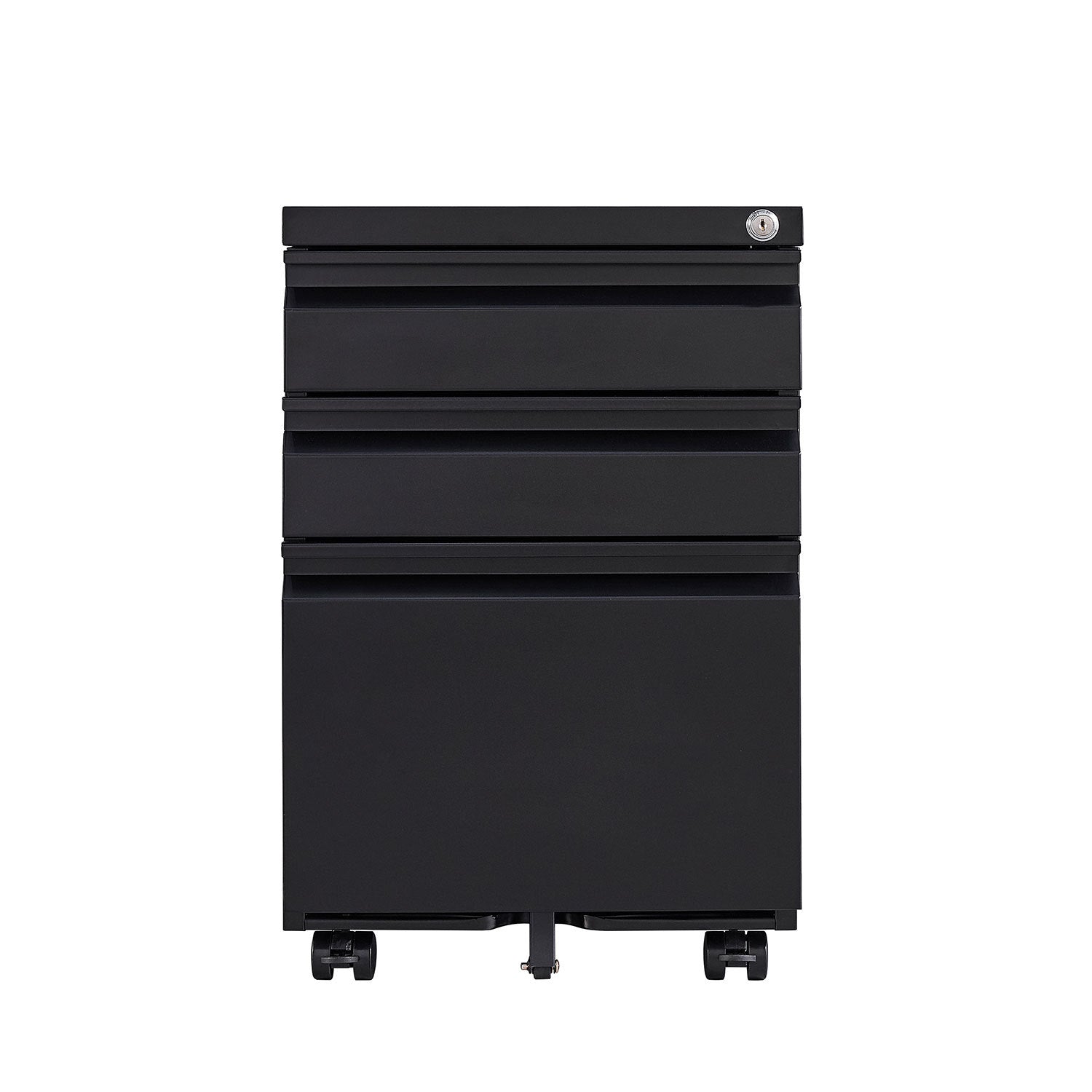 3 Drawer Mobile File Cabinet With Lock, Office Storage Filing Cabinet For Legal Letter Size, Pre Assembled Metal File Cabinet Except Wheels Under Desk Black Filing Cabinets 3 4 Drawers Black Office Drawers Included Modern Metal