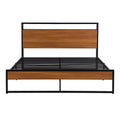 Queen Size Metal Platform Bed Frame With Sockets, Usb Ports And Slat Support ,No Box Spring Needed Black Black Metal