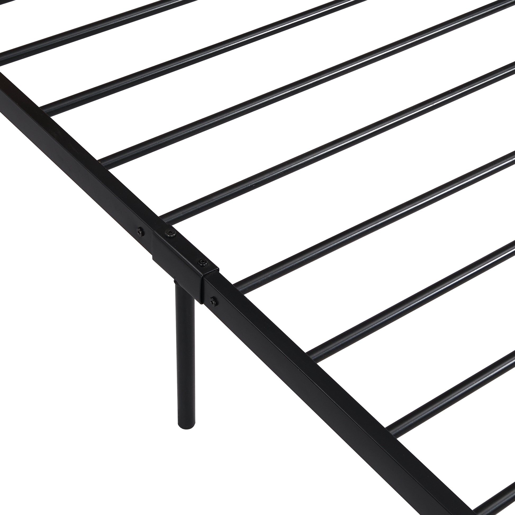 Queen Size Metal Platform Bed Frame With Sockets, Usb Ports And Slat Support ,No Box Spring Needed Black Black Metal