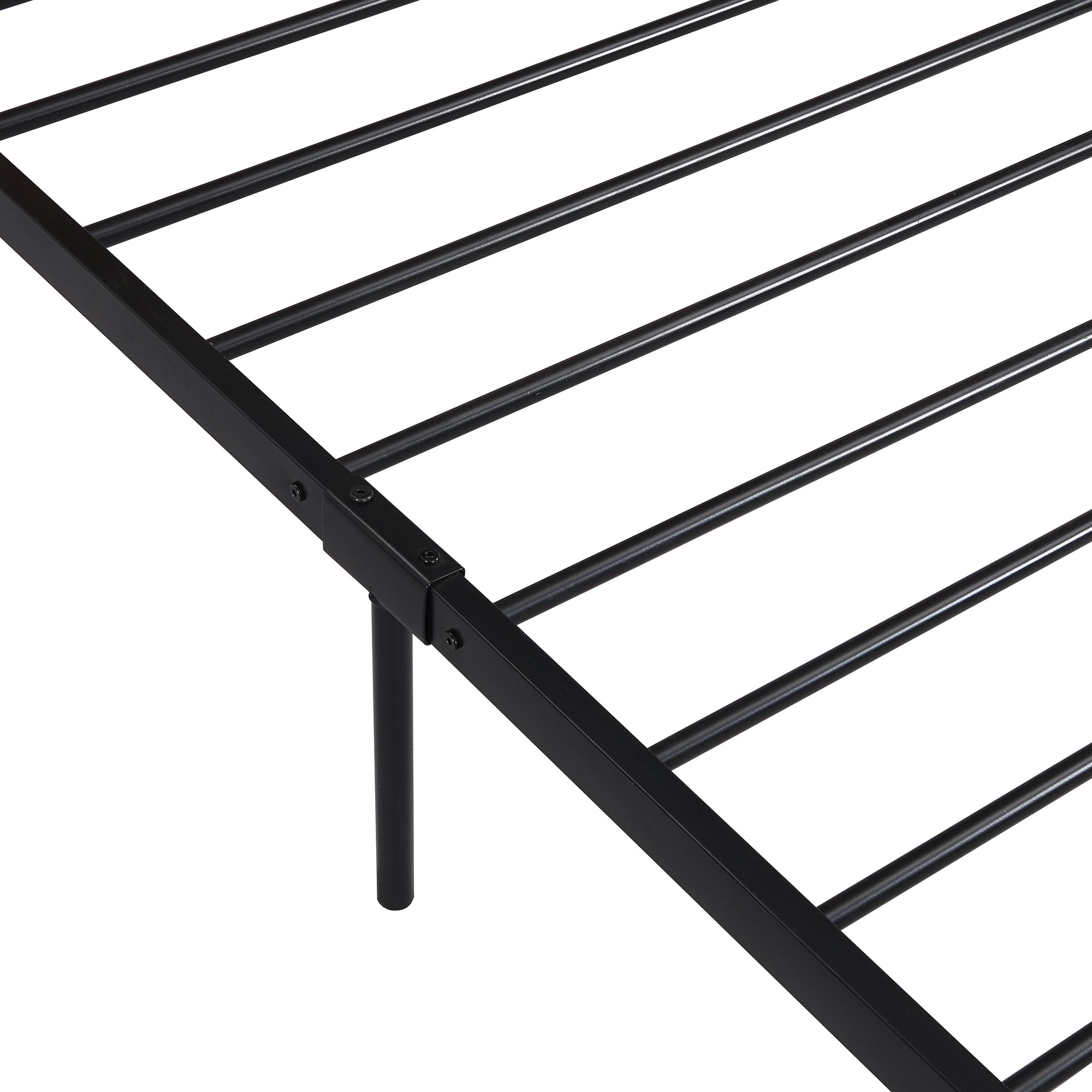 Queen Size Metal Platform Bed Frame with Sockets, USB black-metal