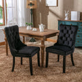 Nikki Collection Modern, High End Tufted Solid Wood Contemporary Velvet Upholstered Dining Chair With Wood Legs Trim 2 Pcs Set, Black, Sw2001Bk Black Dining Room American Design Dining Chairs Rubberwood Foam Velvet