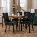 Nikki Collection Modern, High End Tufted Solid Wood Contemporary Velvet Upholstered Dining Chair With Wood Legs Trim 2 Pcs Set, Black, Sw2001Bk Black Dining Room American Design Dining Chairs Rubberwood Foam Velvet