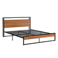 Queen Size Metal Platform Bed Frame With Sockets, Usb Ports And Slat Support ,No Box Spring Needed Black Black Metal