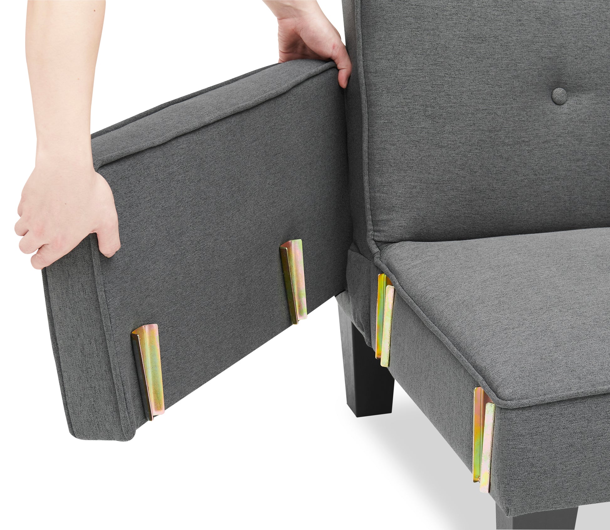 2059 Sofa Convertible Into Sofa Bed Includes Two Pillows 72" Dark Grey Cotton Linen Sofa Bed For Family Living Room Dark Gray Cotton