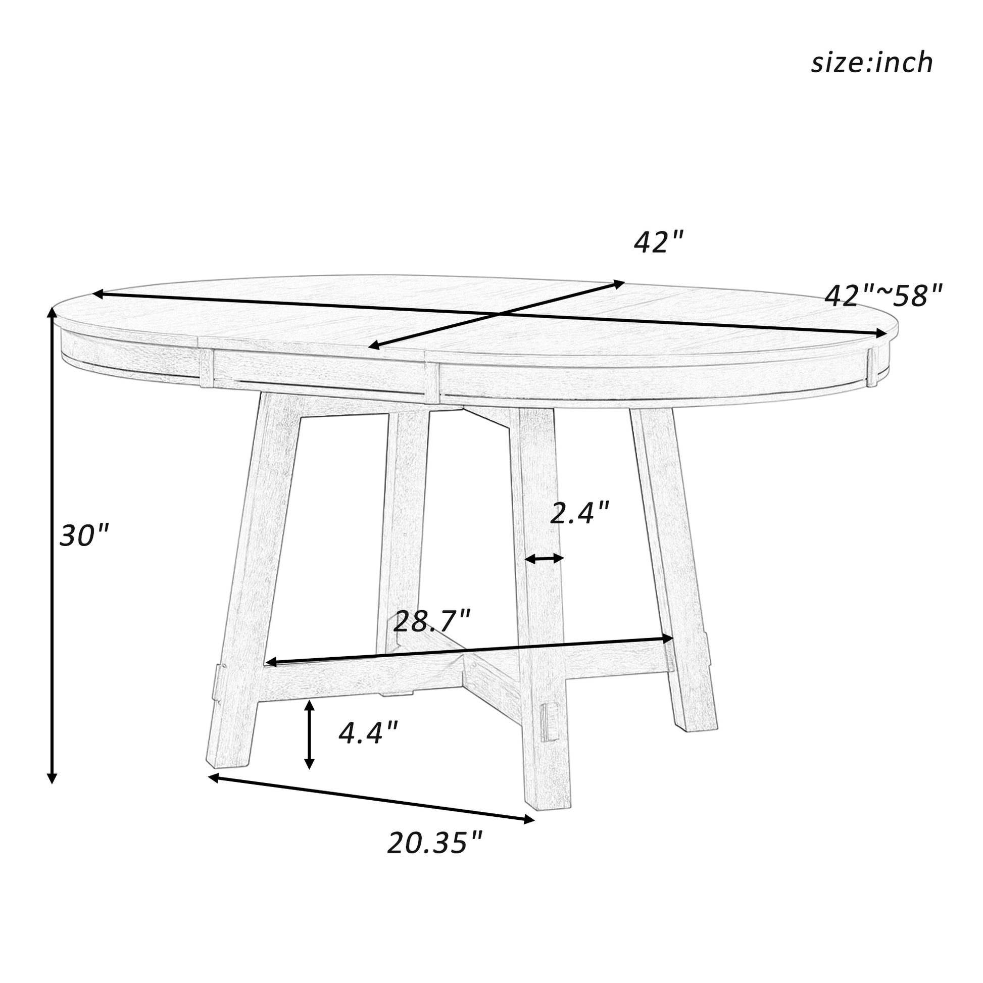 Farmhouse Round Extendable Dining Table With 16" Leaf Wood Kitchen Table Natural Wood Wash Natural Wood Wash Solid Wood