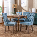 Nikki Collection Modern, High End Tufted Solid Wood Contemporary Velvet Upholstered Dining Chair With Wood Legs Trim 2 Pcs Set,Light Blue, Sw2001Lb Light Blue Dining Room American Design Rubberwood Foam Velvet