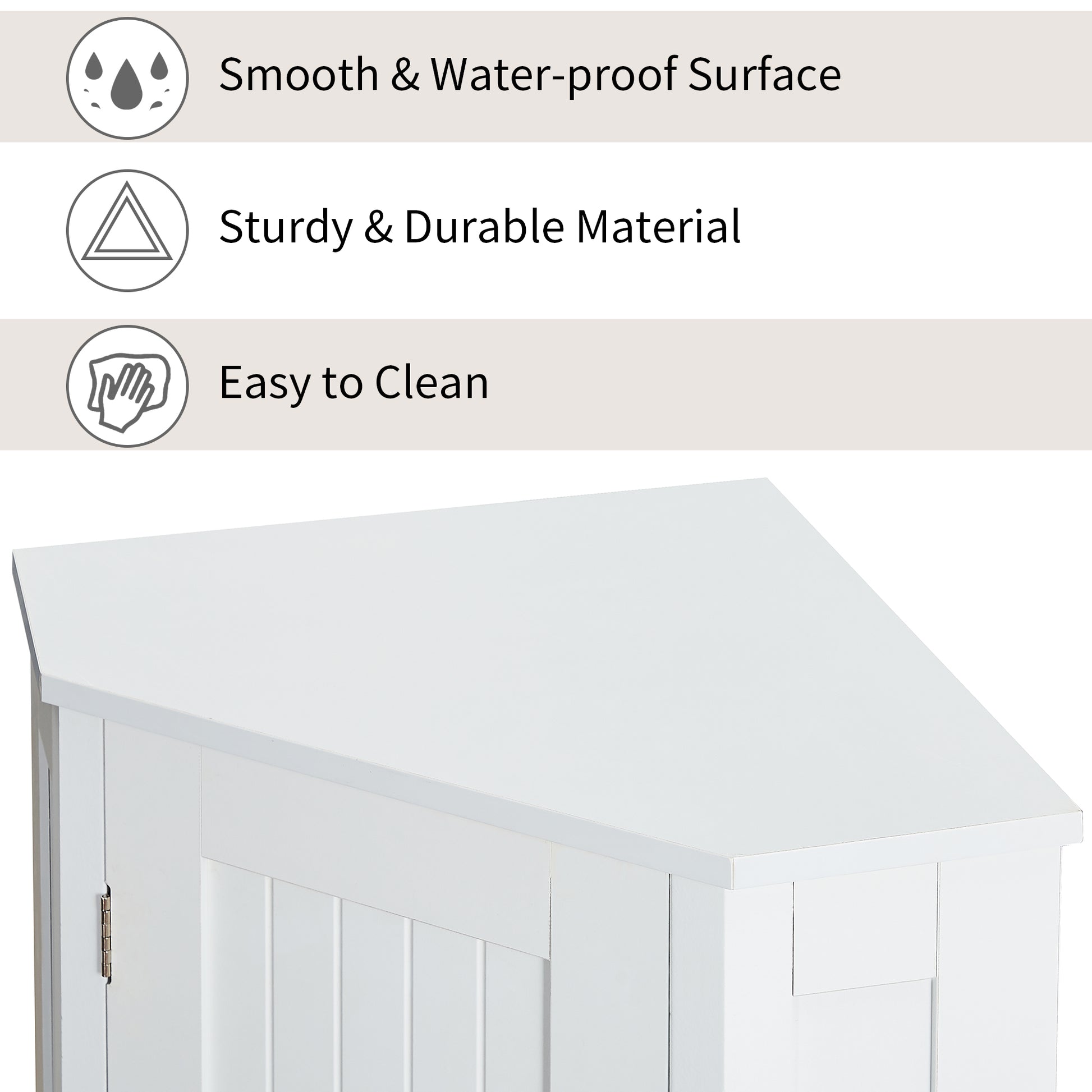 White Bathroom Cabinet Triangle Corner Storage Cabinet With Adjustable Shelf Modern Style Mdf Board Old Sku:Wf291477Aak White Mdf