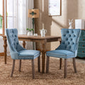 Nikki Collection Modern, High End Tufted Solid Wood Contemporary Velvet Upholstered Dining Chair With Wood Legs Trim 2 Pcs Set,Light Blue, Sw2001Lb Light Blue Dining Room American Design Rubberwood Foam Velvet