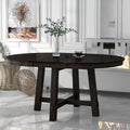 Farmhouse Round Extendable Dining Table With 16