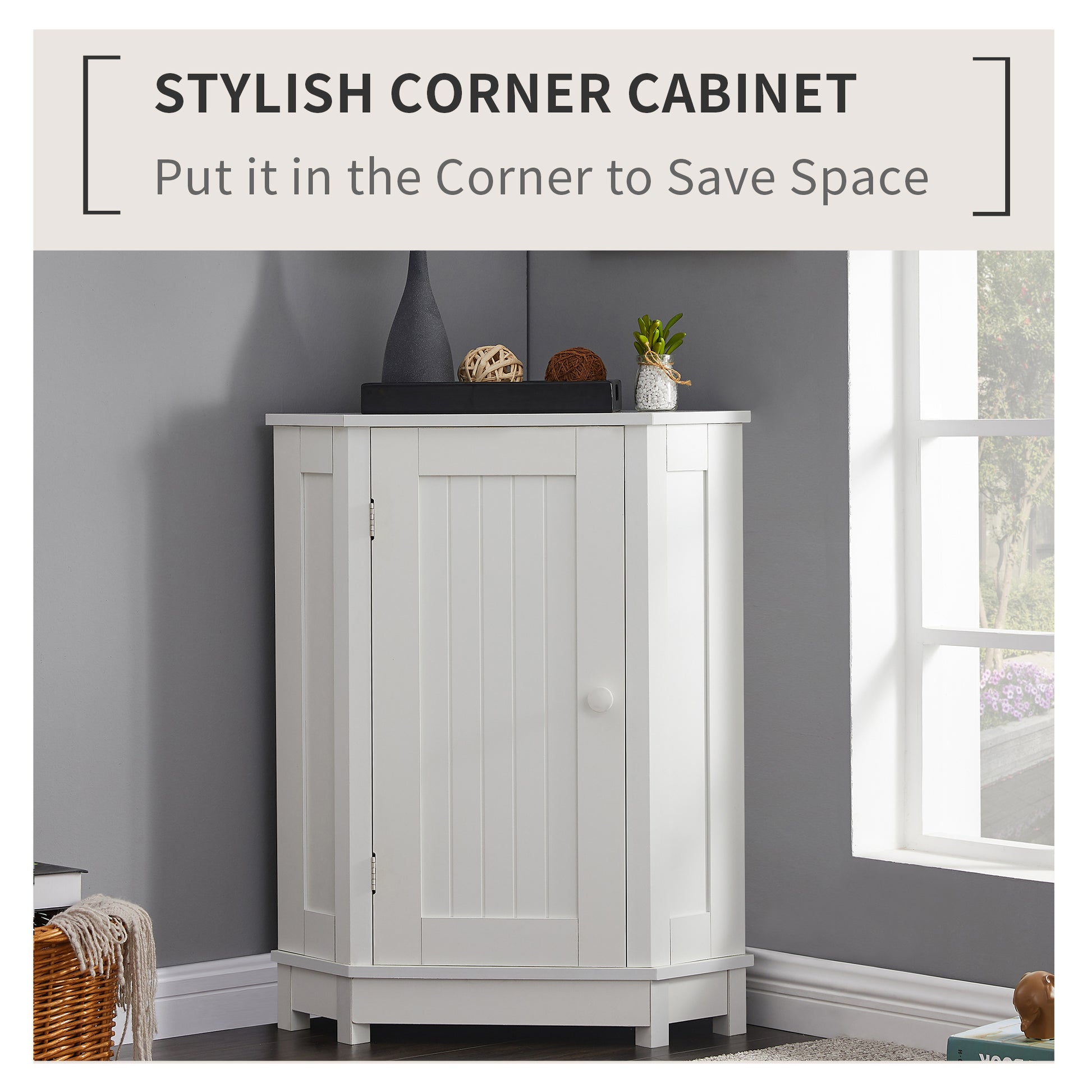 White Bathroom Cabinet Triangle Corner Storage