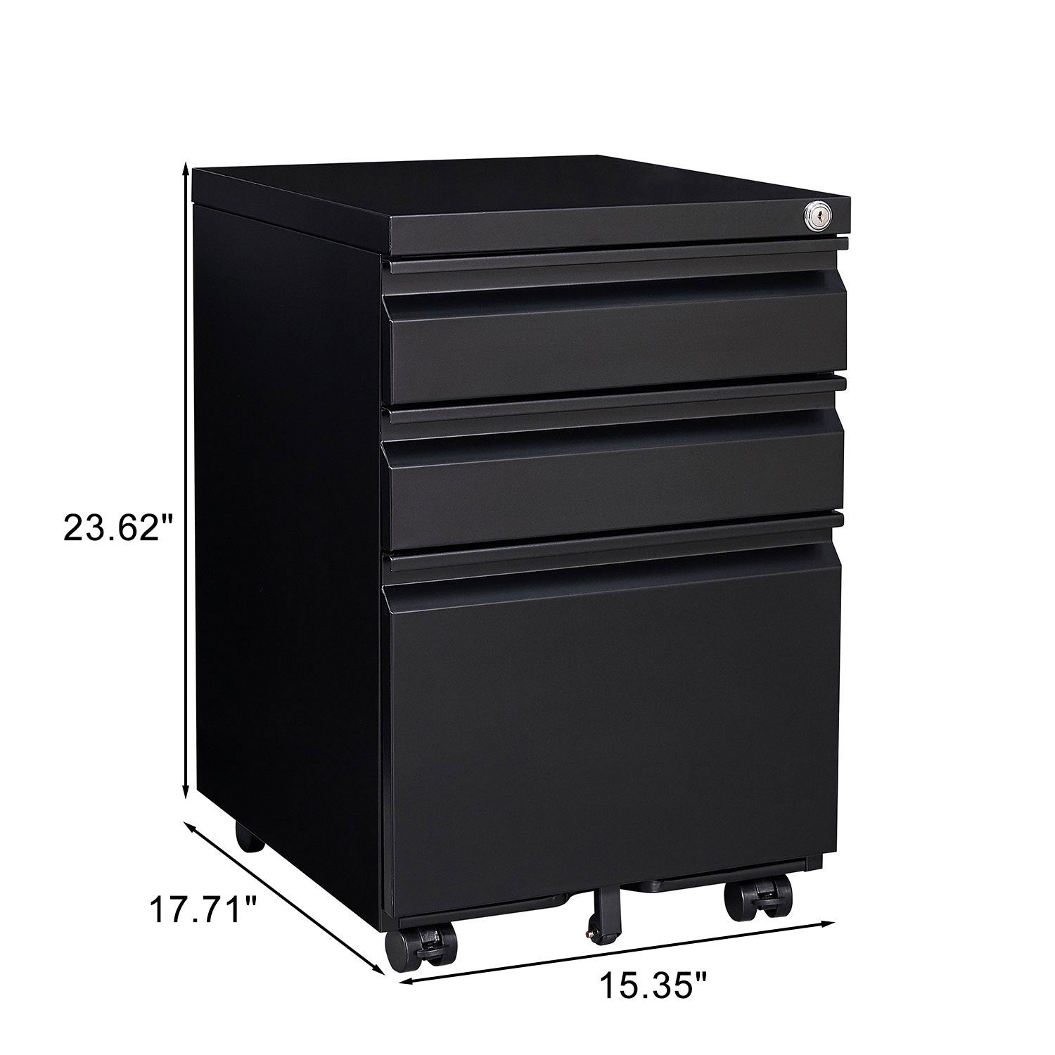 3 Drawer Mobile File Cabinet With Lock, Office Storage Filing Cabinet For Legal Letter Size, Pre Assembled Metal File Cabinet Except Wheels Under Desk Black Filing Cabinets 3 4 Drawers Black Office Drawers Included Modern Metal